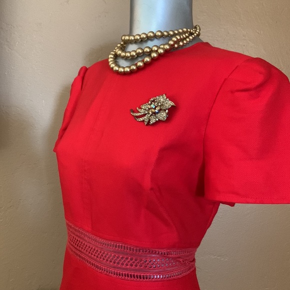 NWT Sandro Crew Neck Mini Scarlet Dress.  Sz 10 - Picture 6 of 9